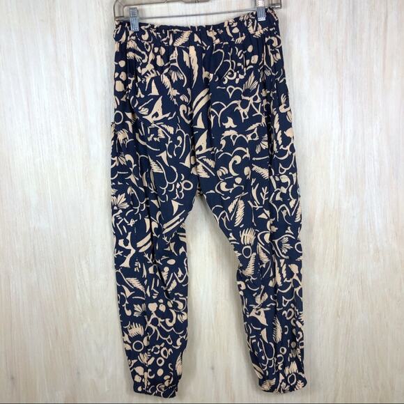 Anthropologie Hei Hei Navy Printed Harem Drawstring Jogger Cropped Pants XS - Picture 6 of 12